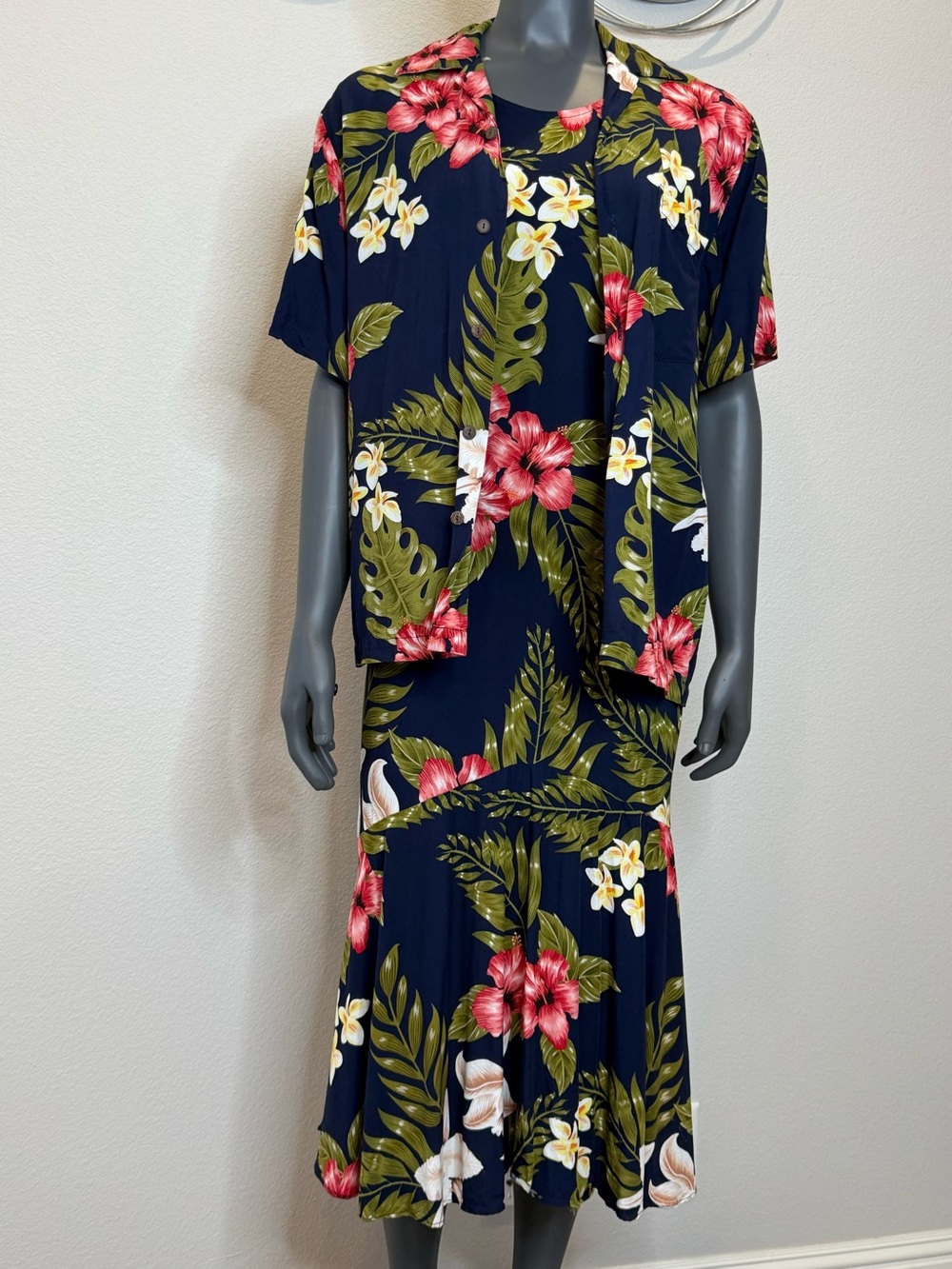 Vintage Leilani Collections Hawaii Floral Shirt Dress Two Piece Women’s Size S
